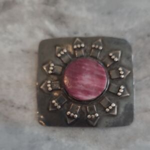 Sterling and Spiny Oyster Pin Brooch